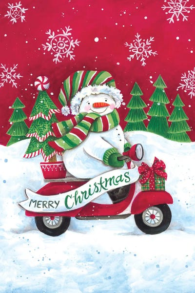 Snow: Merry Christmas Red Scooter by Diane Kater