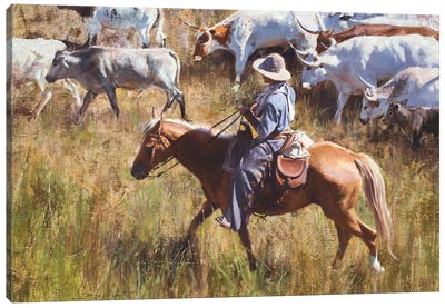 Casual Roundup Canvas Art Print - Western Décor
