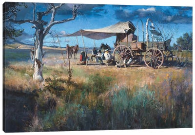 Chuck Wagon Commune Canvas Art Print - Western Décor