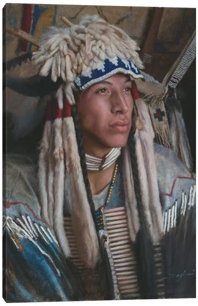 Ermine Bonnet Canvas Art Print - Native American Décor