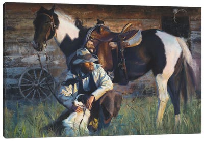 A Hard Days End Canvas Art Print - Cowboy & Cowgirl Art