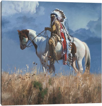 High Atop The Plains Canvas Art Print - Native American Décor