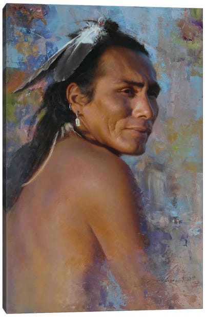 Looking Back Canvas Art Print - Native American Décor