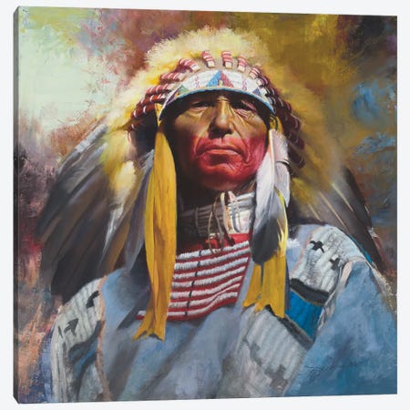 One Chief Canvas Print #DKU51} by David Edward Kucera Canvas Art