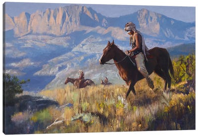Scouting The Range Canvas Art Print - Western Décor