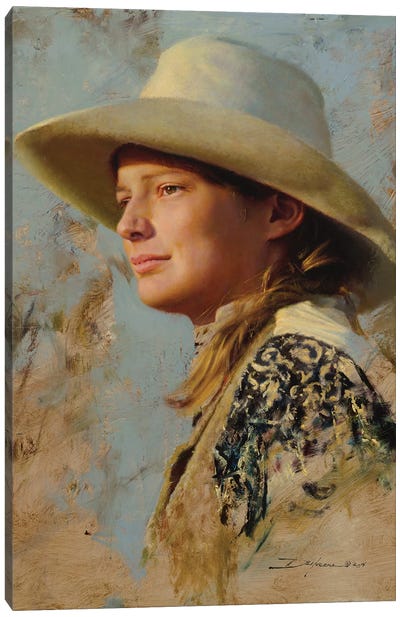 Wrangler's Daughter Canvas Art Print - Western Décor