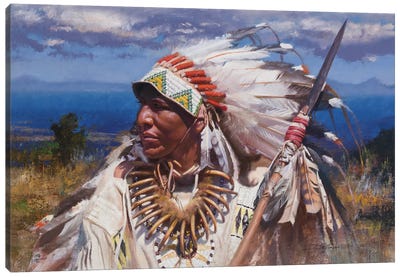 Lance And Regalia Canvas Art Print - Indigenous & Native American Culture