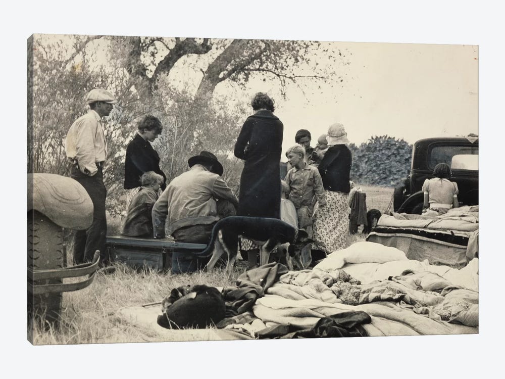 Penniless Oklahoma Refugees Along The Highway, Near Bakersfield, California, USA by Dorothea Lange 1-piece Canvas Art Print