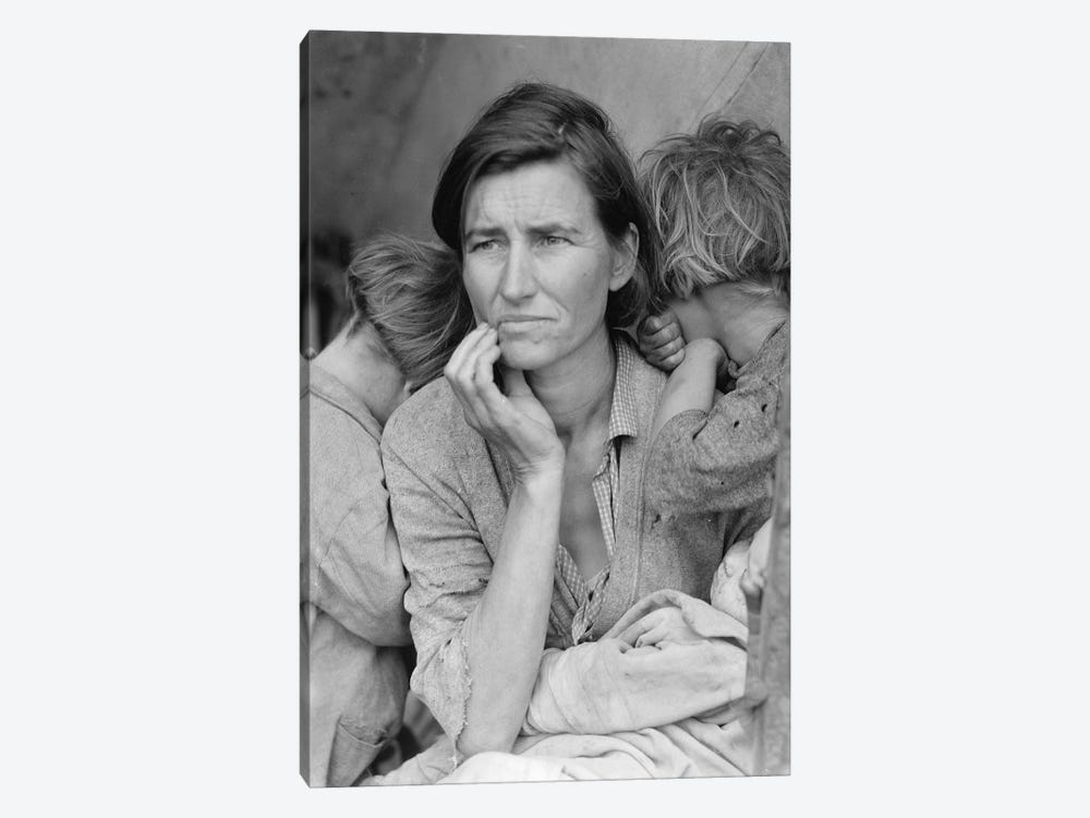 Destitute Pea Pickers In Nipoma, California, 1936 by Dorothea Lange 1-piece Canvas Wall Art