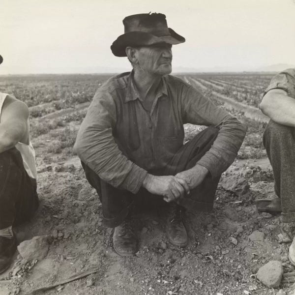 Sepia Photography: Jobless On The Edge Of A Pea Field, Imperial Valley, California, USA by Dorothea Lange