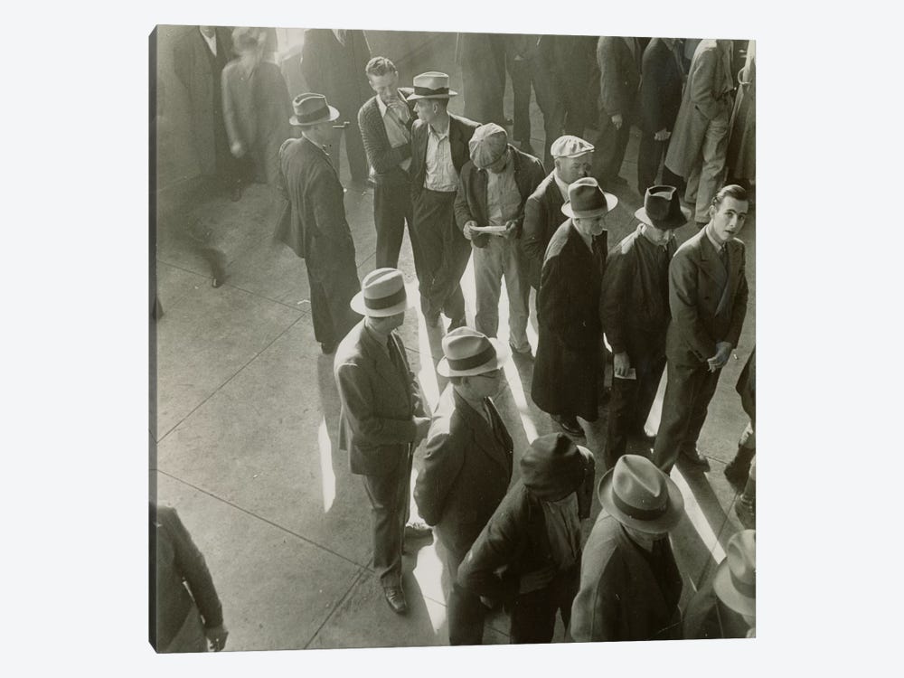 Men Waiting To File Claims In California During The First Days Of Unemployment Compensation 1-piece Canvas Print