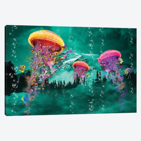 Electric Jellyfish in front of a Mountain Canvas Print #DLB105} by David Loblaw Art Print