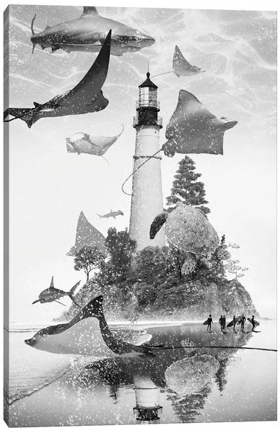 Mantaray Island Canvas Art Print - Lighthouse Art