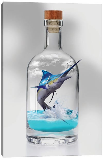 Sailfish In A Bottle Canvas Art Print - Creativity Art
