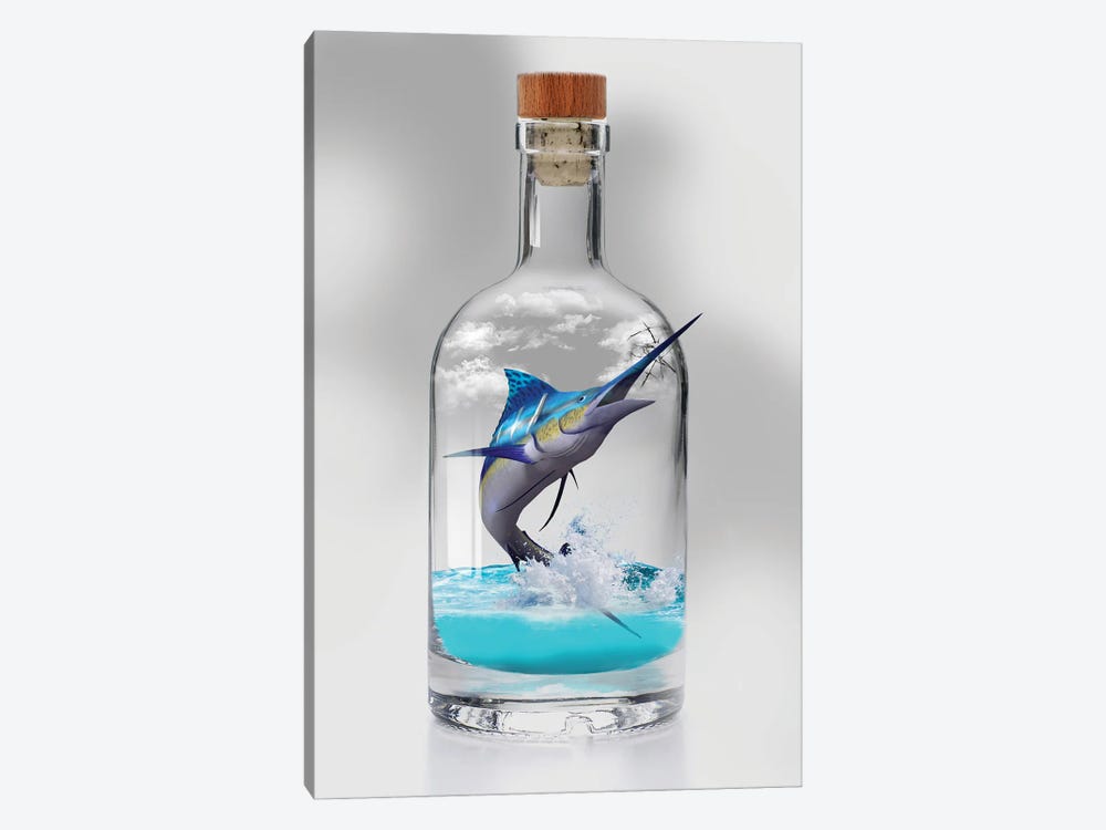 Sailfish In A Bottle by David Loblaw 1-piece Canvas Print