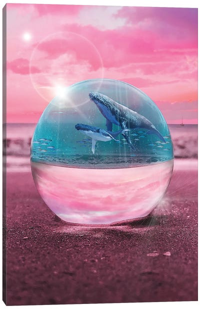 Crystal Beach Whale Watching Canvas Art Print - Virtual Escapism