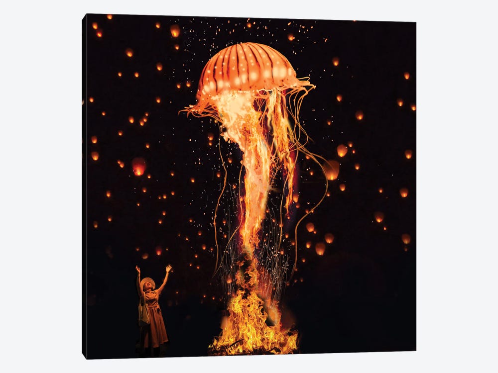 Jellyfish Rising From The Flames by David Loblaw 1-piece Canvas Art Print