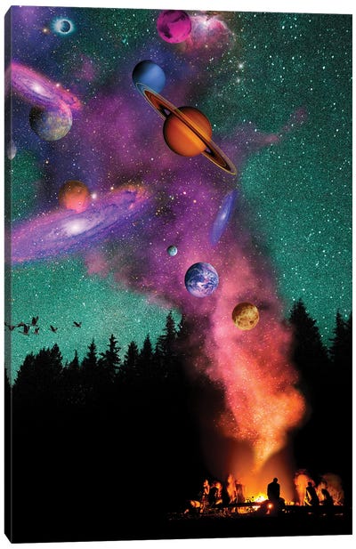 Campfire Universe Canvas Art Print - Saturn Art