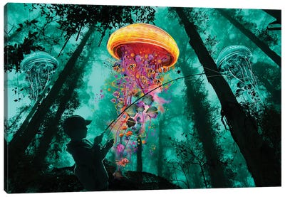 Jelly Fishing Canvas Art Print - Imagination Art