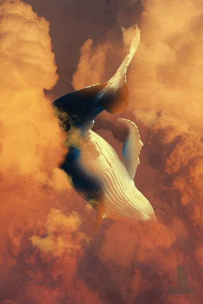 Golden Cloud Whale by David Loblaw framed canvas print