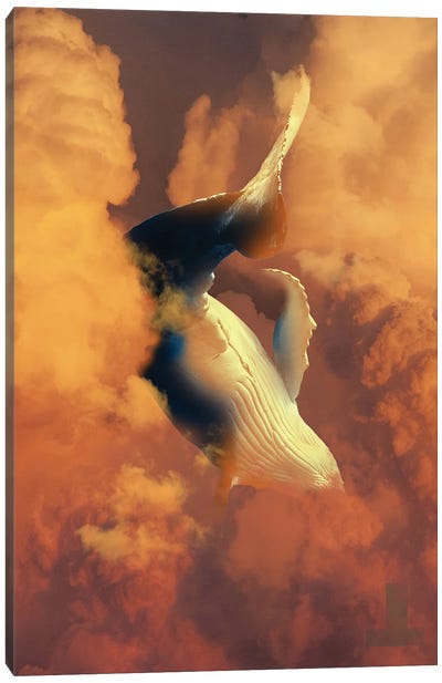 Golden Cloud Whale Canvas Art Print - Humpback Whale Art