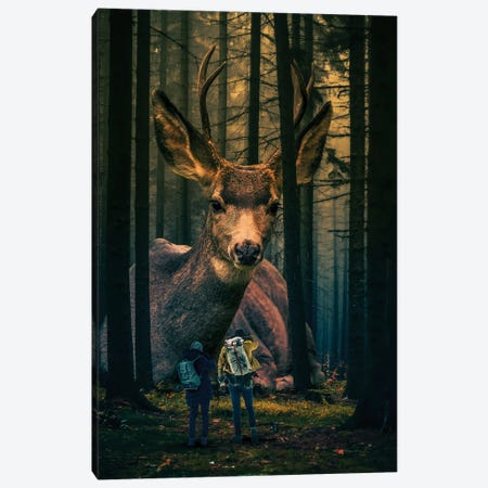 Giant Deer In A Forest Canvas Print #DLB158} by David Loblaw Art Print