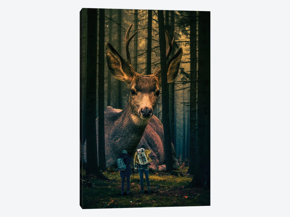 Giant Deer In A Forest by David Loblaw 1-piece Canvas Art Print