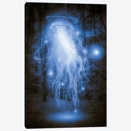Blue Jellyfish Forest Canvas Print #DLB160} by David Loblaw Canvas Artwork