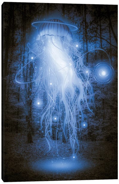 Blue Jellyfish Forest Canvas Art Print - David Loblaw