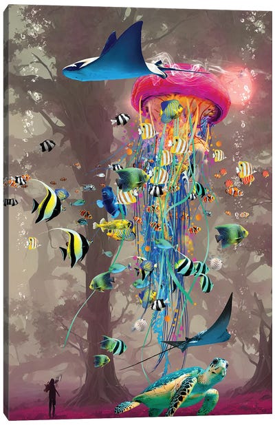 Dreaming In The Jellyfish Forest Canvas Art Print - Ray & Stingray Art