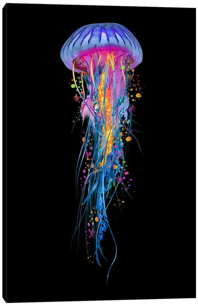 Double Blue Jellyfish Canvas Art Print - David Loblaw
