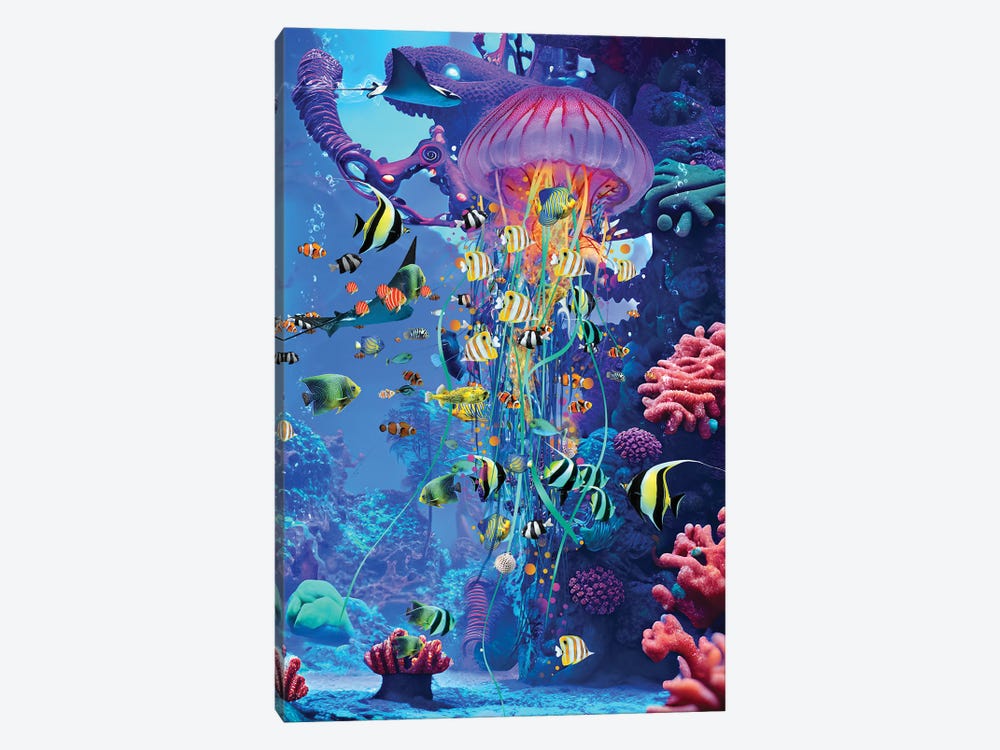Jellyfish At The Surreal Reef by David Loblaw 1-piece Canvas Wall Art