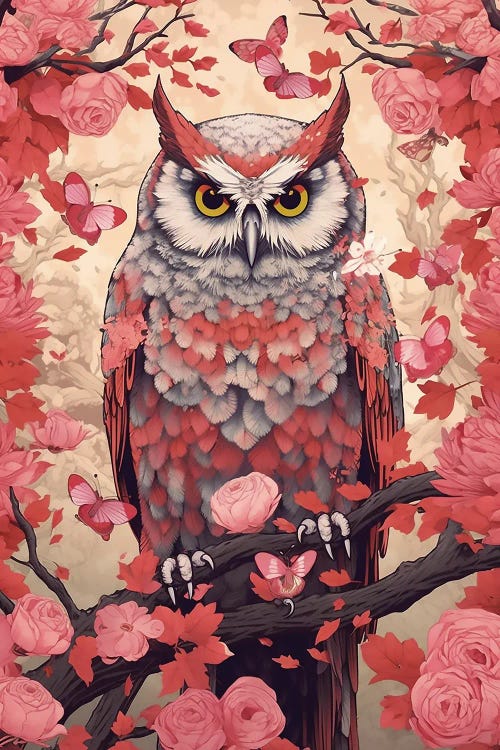 Pink Owl by David Loblaw wall art