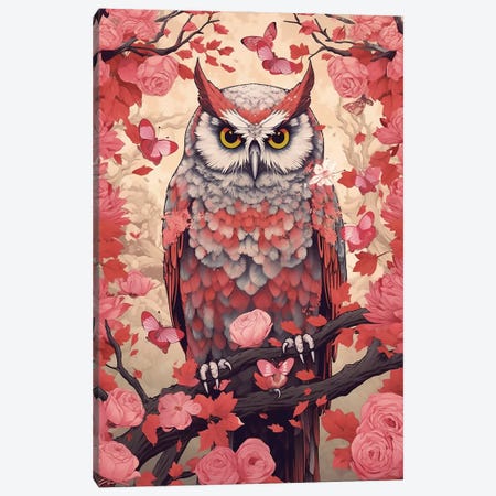 Pink Owl Canvas Print #DLB180} by David Loblaw Canvas Artwork