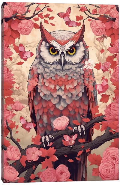 Pink Owl Canvas Art Print - David Loblaw