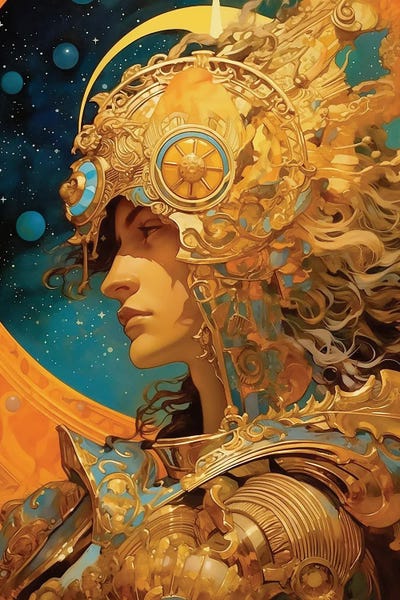 Golden Warrior by David Loblaw framed canvas print