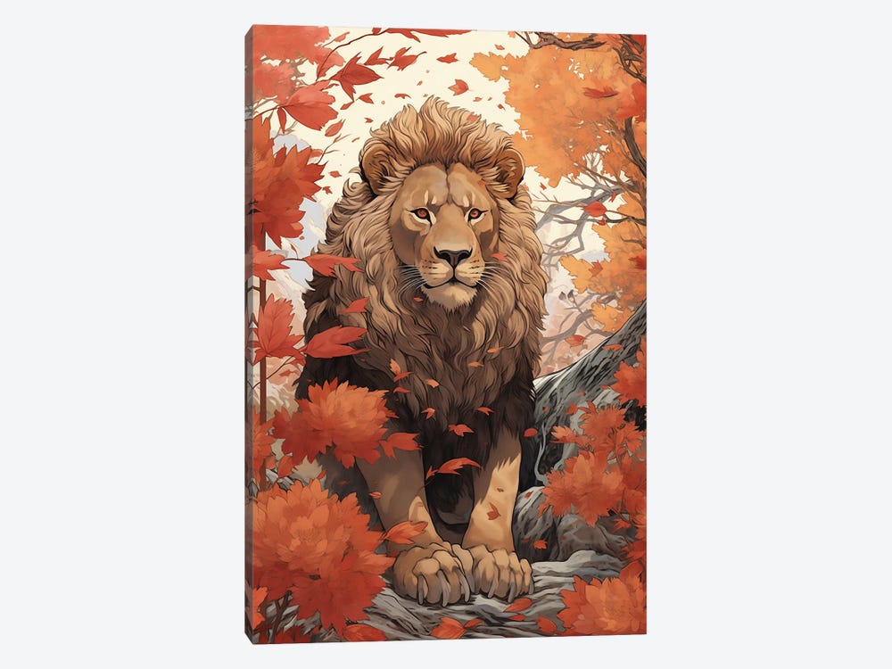 Lion And Flowers by David Loblaw 1-piece Canvas Artwork