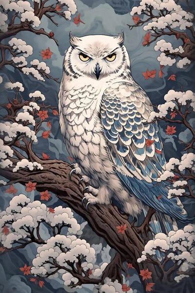 Snow Owl by David Loblaw framed canvas print