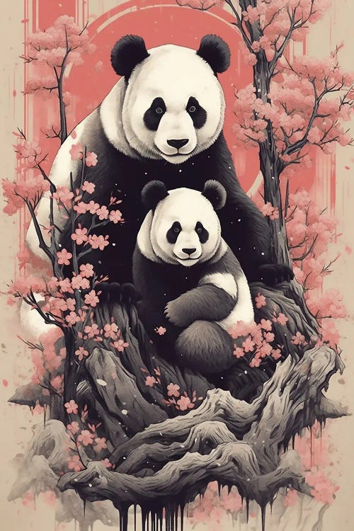 Panda With Flowers