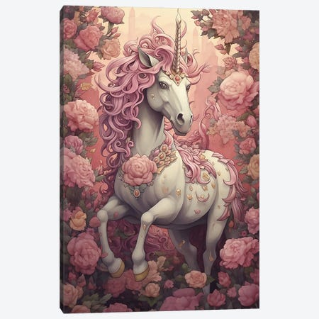 Pink Unicorn Canvas Print #DLB187} by David Loblaw Art Print