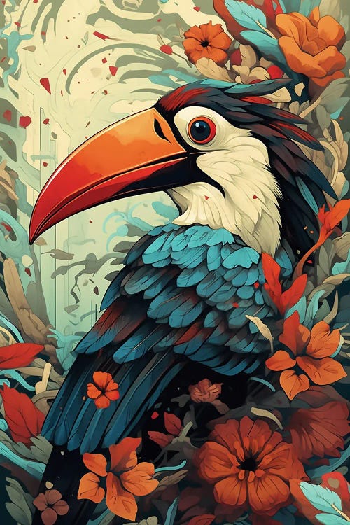 Tucan With Flowers