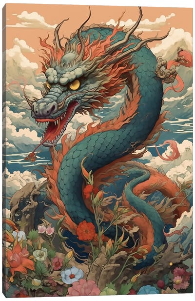 Dragon Mountain Canvas Art Print - Dragon Art