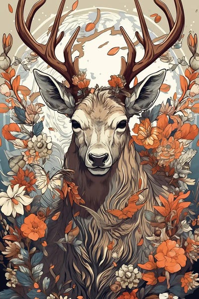 Deer With Flowers