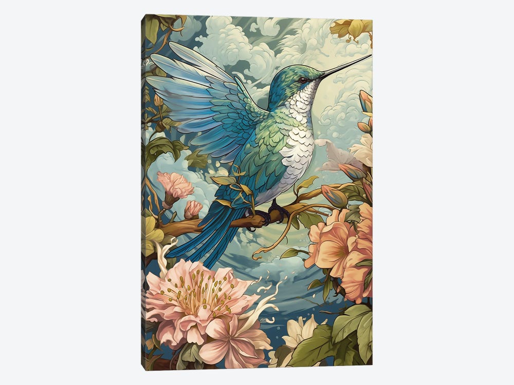 Hummingbird With Flowers by David Loblaw 1-piece Canvas Print