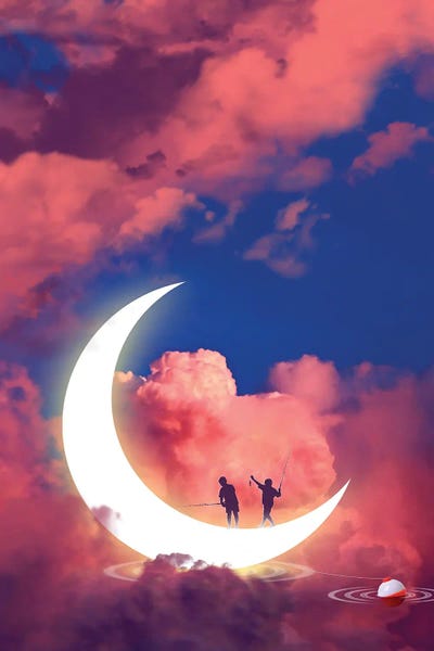 Kids Sports Art: Moon Fishing by David Loblaw