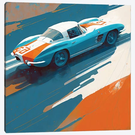 Racing Vett Canvas Print #DLB203} by David Loblaw Art Print