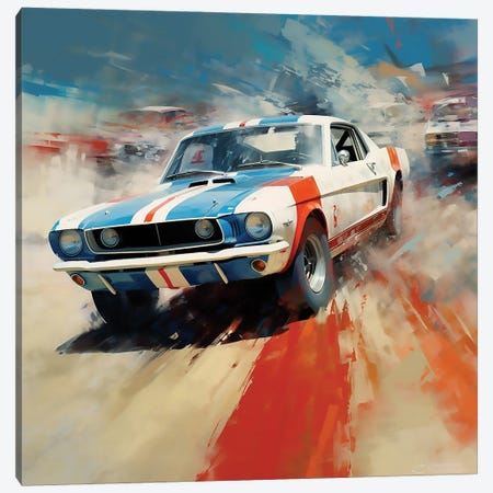 Racing Mustang Canvas Print #DLB206} by David Loblaw Canvas Artwork