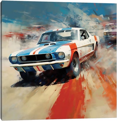 Racing Mustang Canvas Art Print - David Loblaw