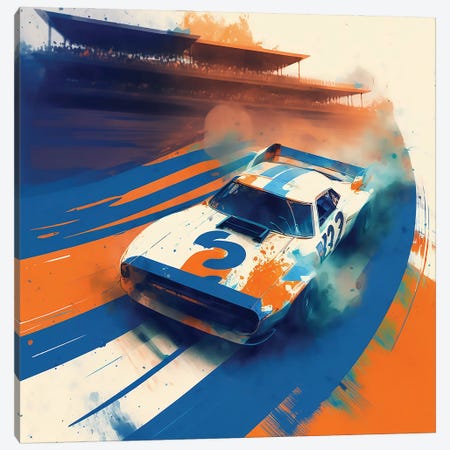 Retro Racing Canvas Print #DLB207} by David Loblaw Canvas Artwork