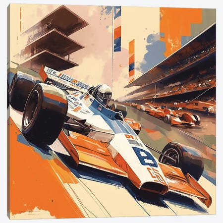 Retro Indy Racer Canvas Print #DLB209} by David Loblaw Canvas Art Print